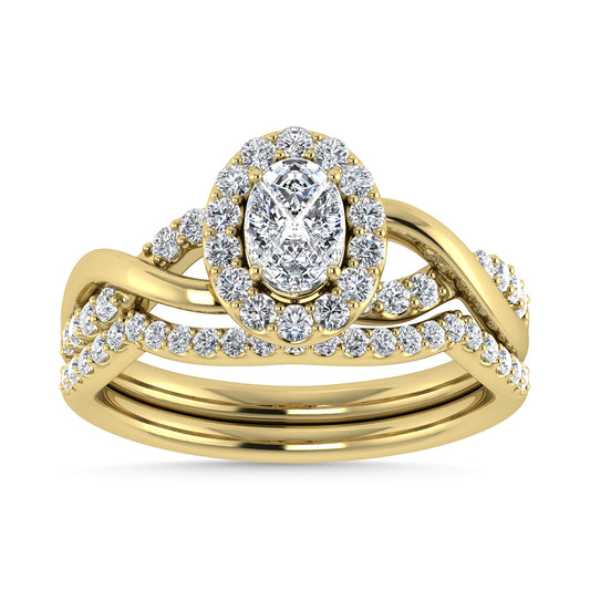 Diamond 1 Ct.Tw. Cushion Shape Bridal Ring in 14K Yellow Gold