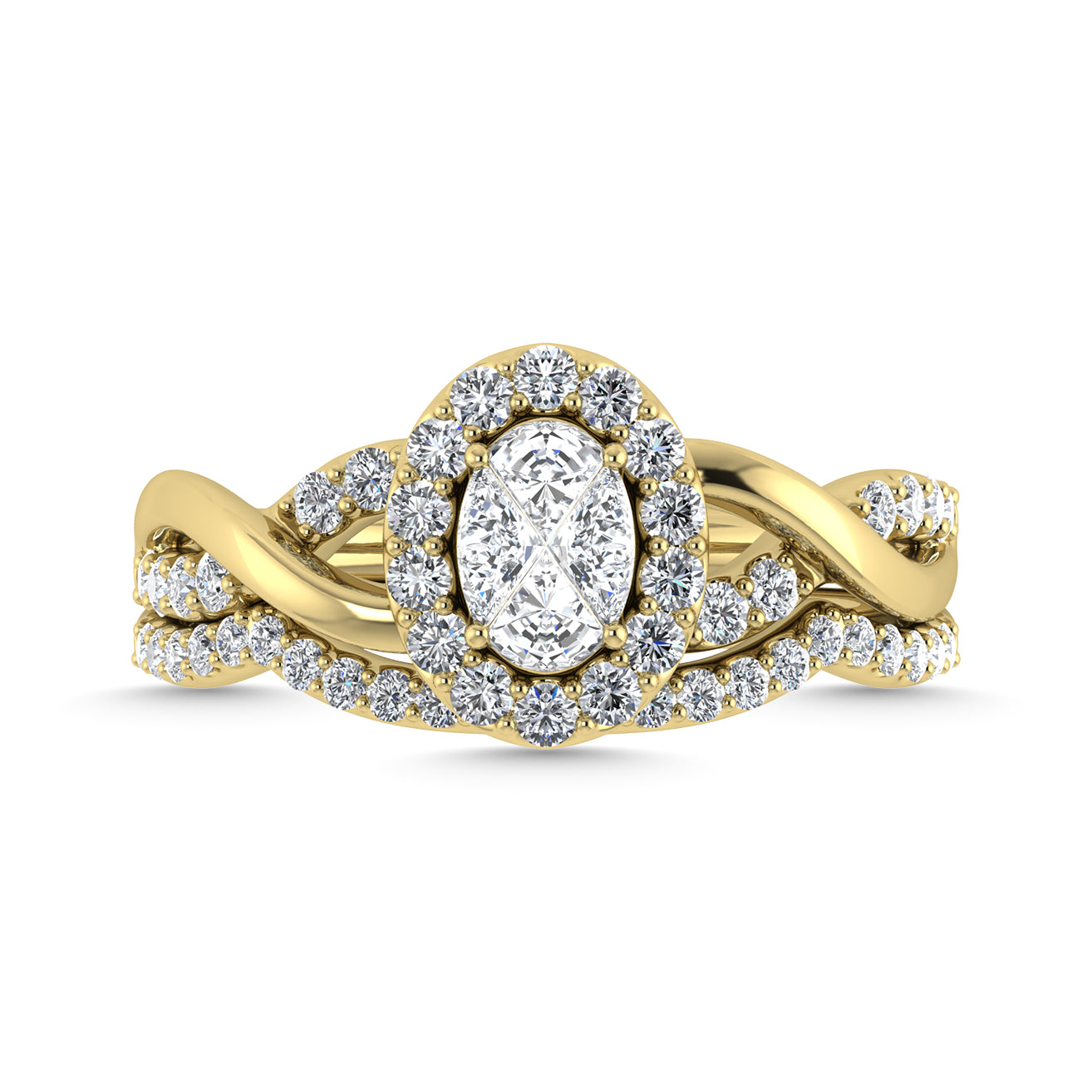 Diamond 1 Ct.Tw. Cushion Shape Bridal Ring in 14K Yellow Gold