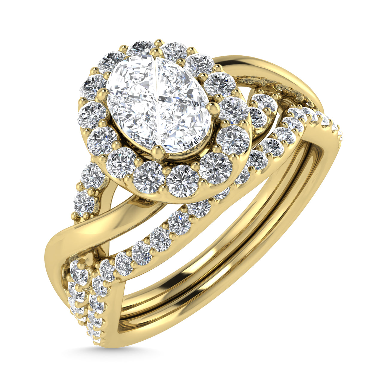 Diamond 1 Ct.Tw. Cushion Shape Bridal Ring in 14K Yellow Gold