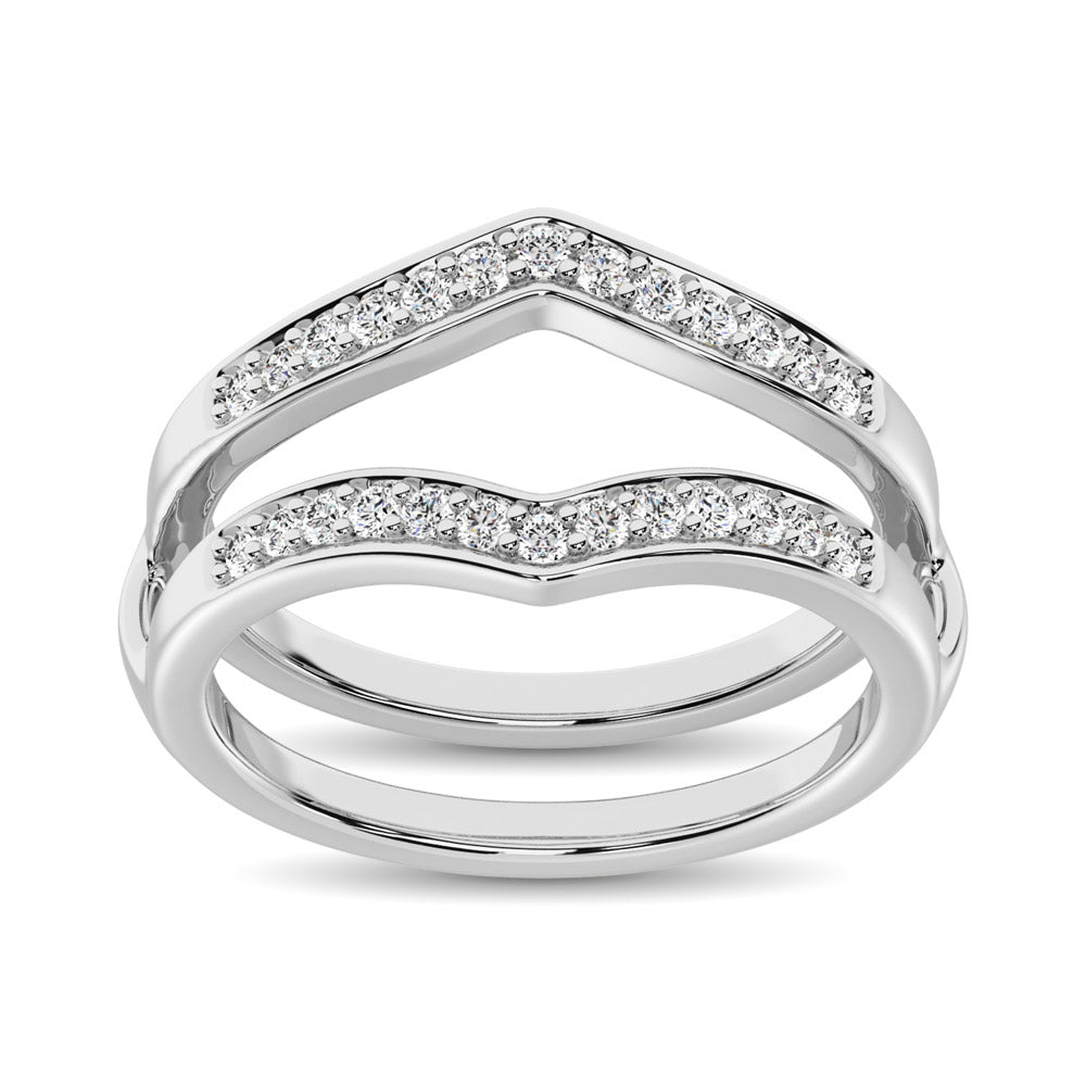 14K White Gold 1/4 Ct.Tw. Diamond Guard Ring