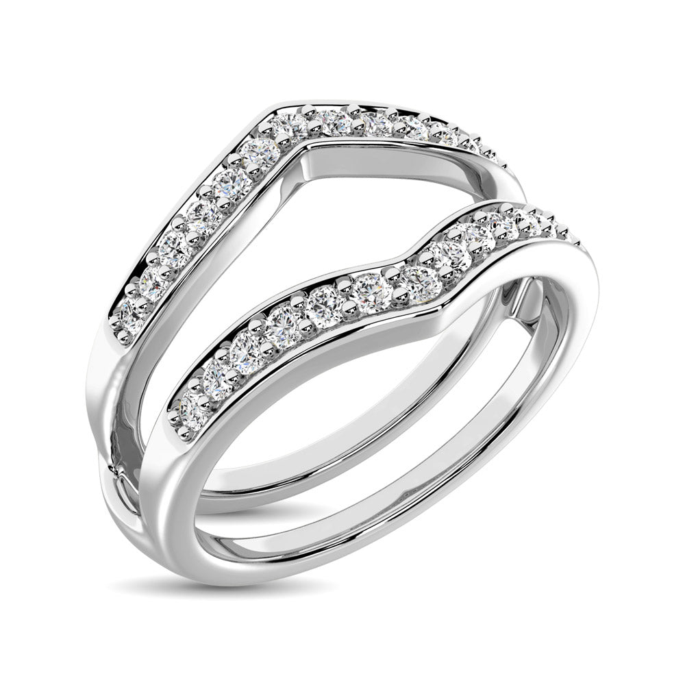 14K White Gold 1/4 Ct.Tw. Diamond Guard Ring