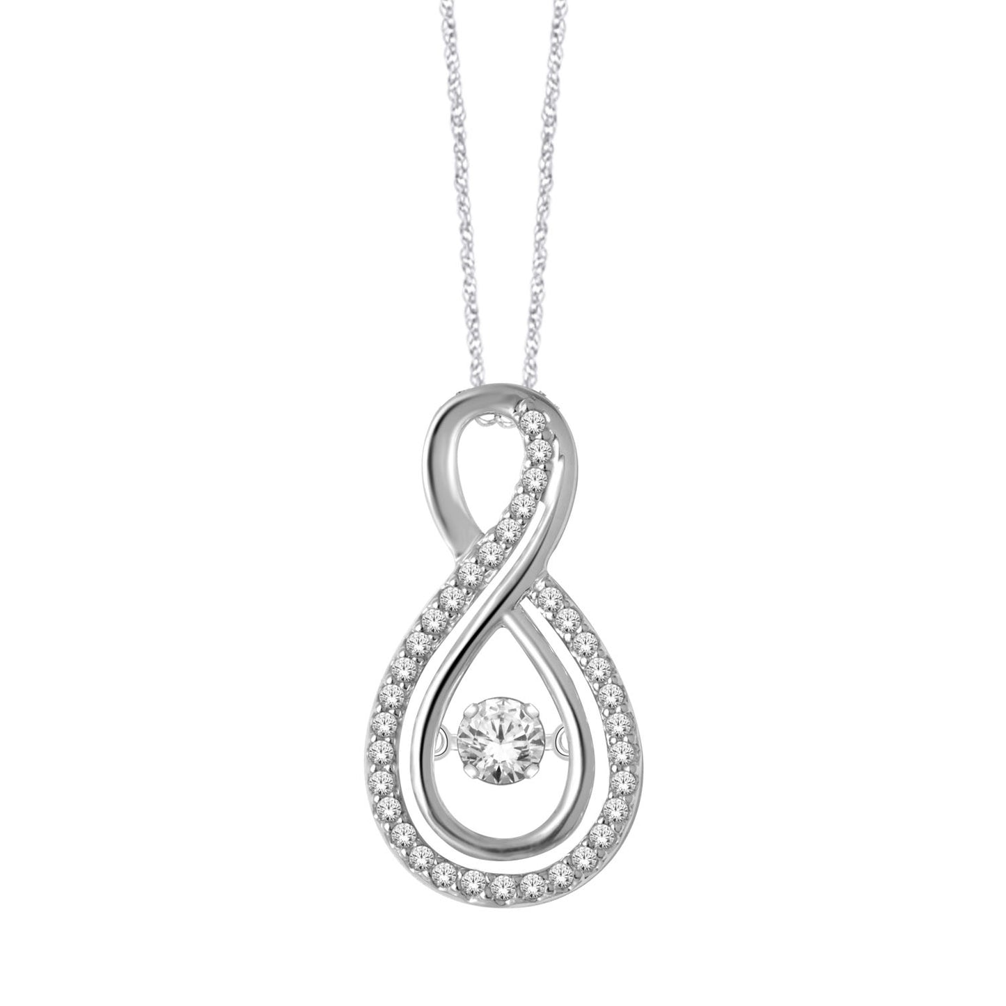 14K White Gold 1/3 Ct.Tw. Moving Diamond Fashion Pendant