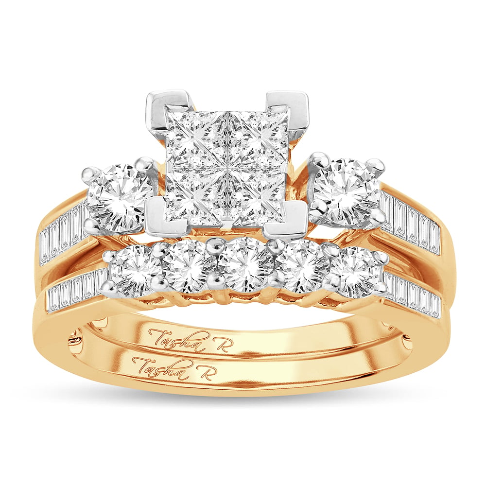 14K  3.00 CT  PRINCESS CUT Diamond  BRIDAL  RING