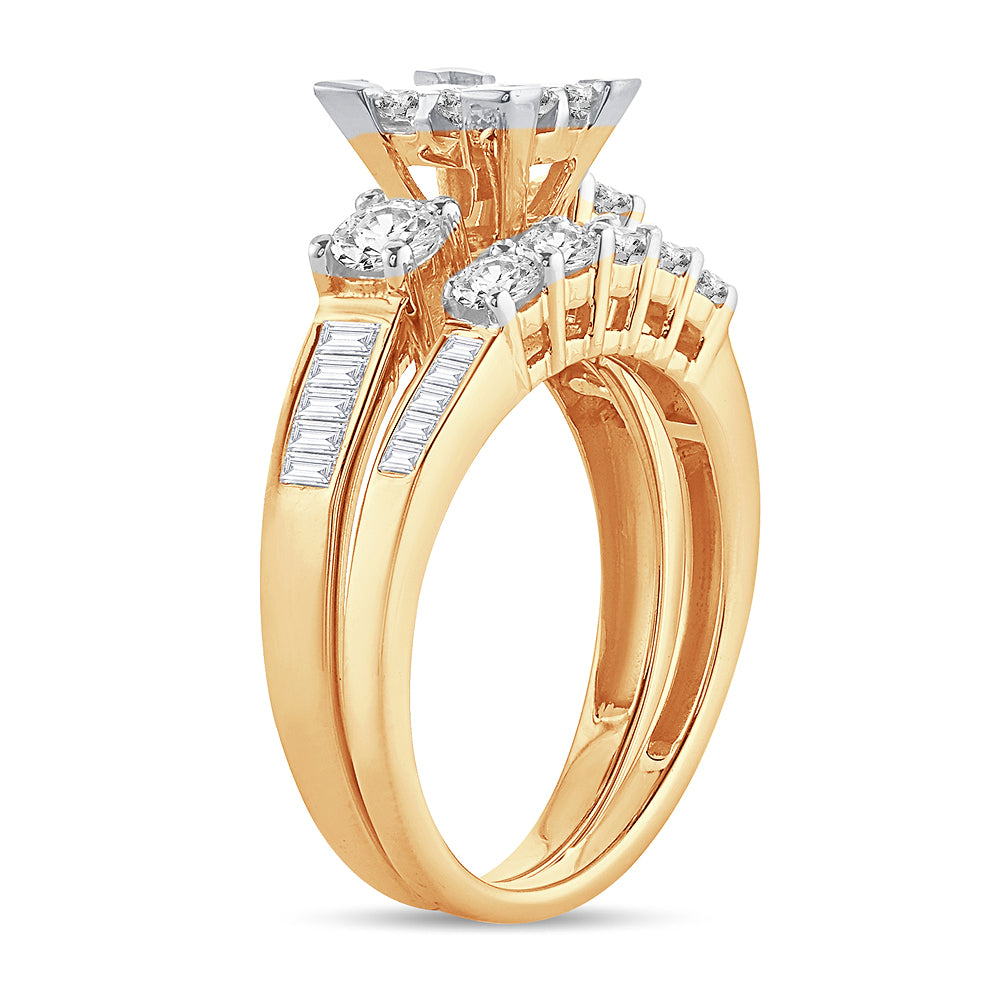 14K  1.00CT  PRINCESS CUT Diamond  BRIDAL  RING