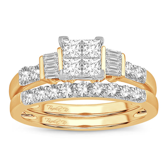 14K  1.00CT Princess Cut Diamond Bridal Ring