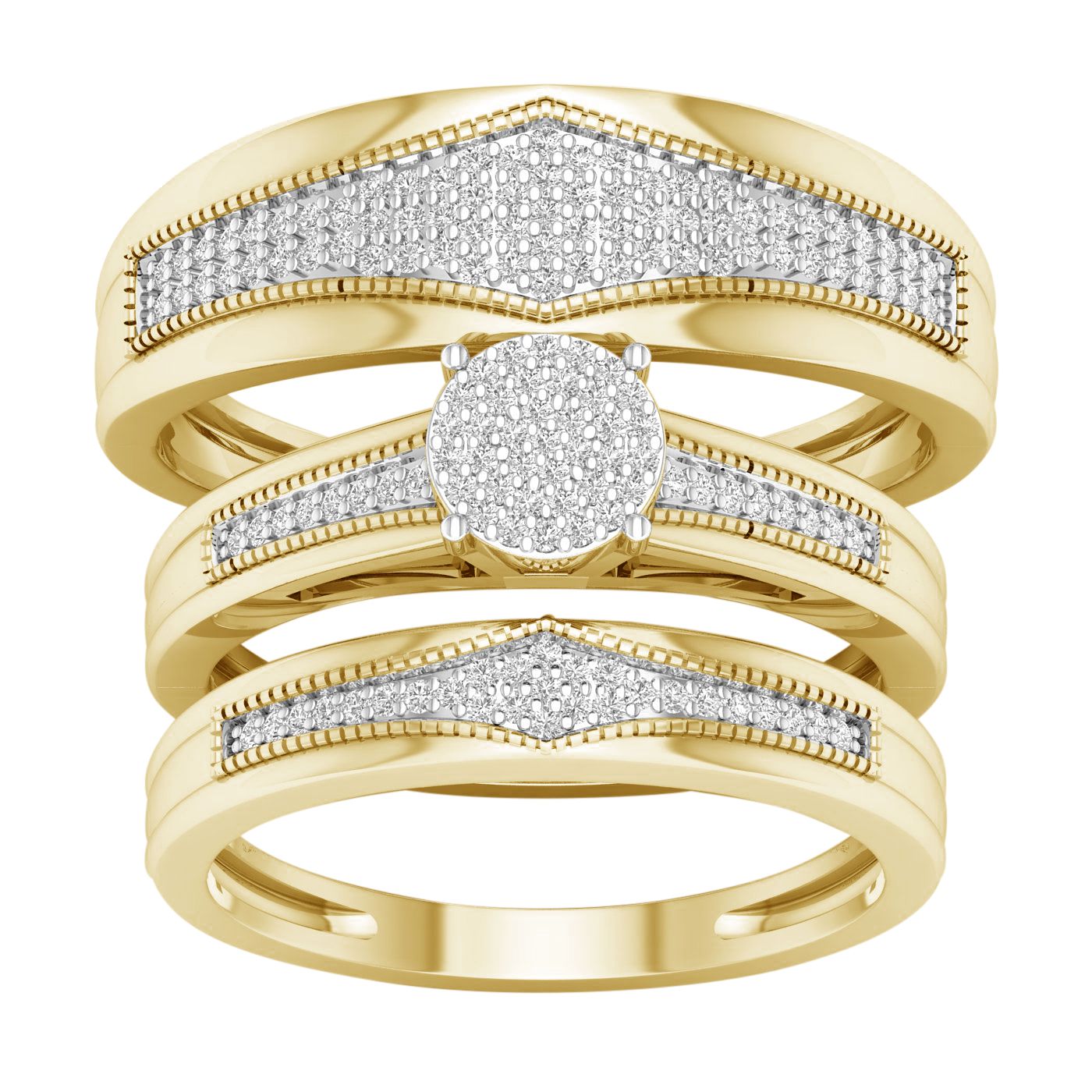 10K  0.40CT  Diamond Trio Set