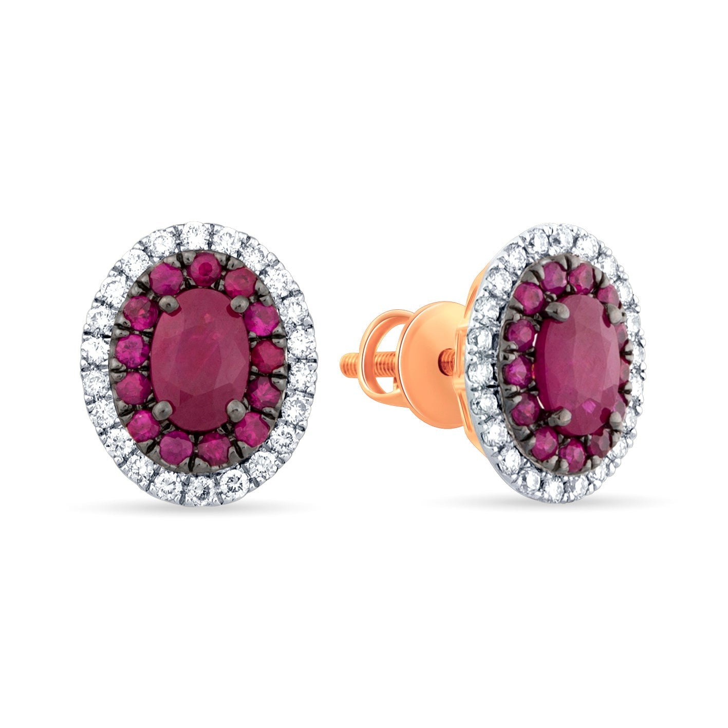 14K 0.35 CT Diamond & RUBY EarringS