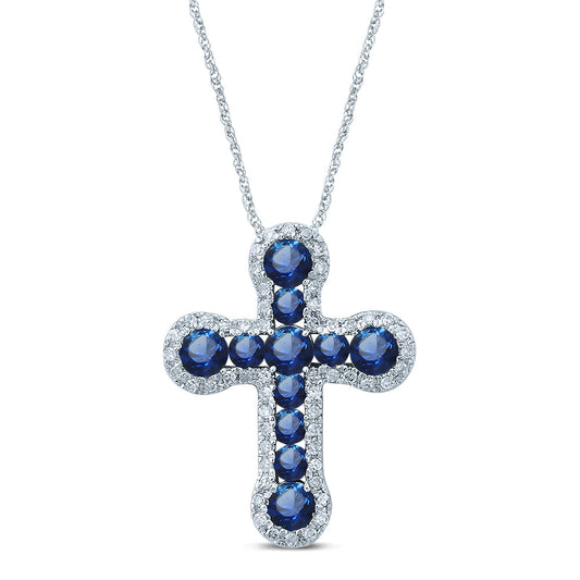 14K  0.14CT Diamond  SAPHIRE  Pendant