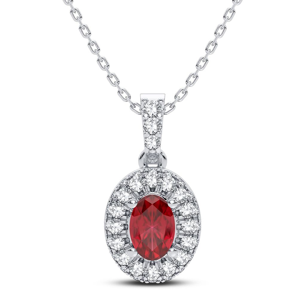 14K 0.35CT Diamond Ruby Pendant