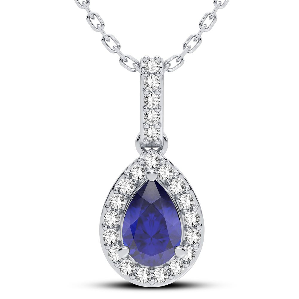 14K 0.10CT Diamond Sapphire Pendant