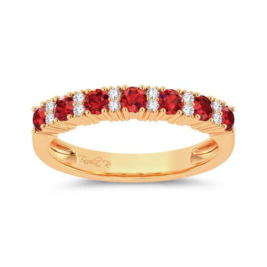 14K 0.10ct Diamond Ruby Band