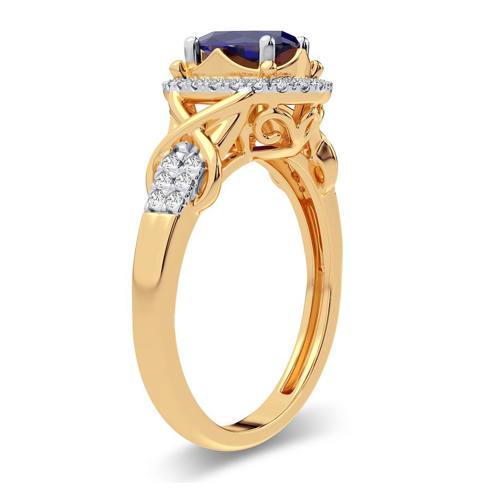 14K 0.16CT Diamond Sapphire Ring