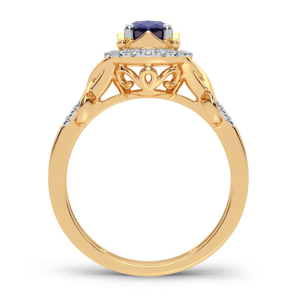 14K 0.16CT Diamond Sapphire Ring
