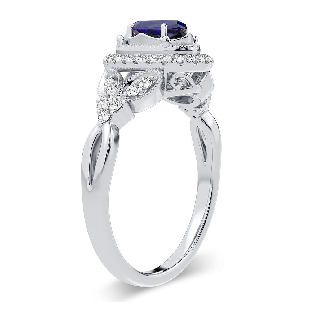 14K 0.20CT Diamond Sapphire Ring