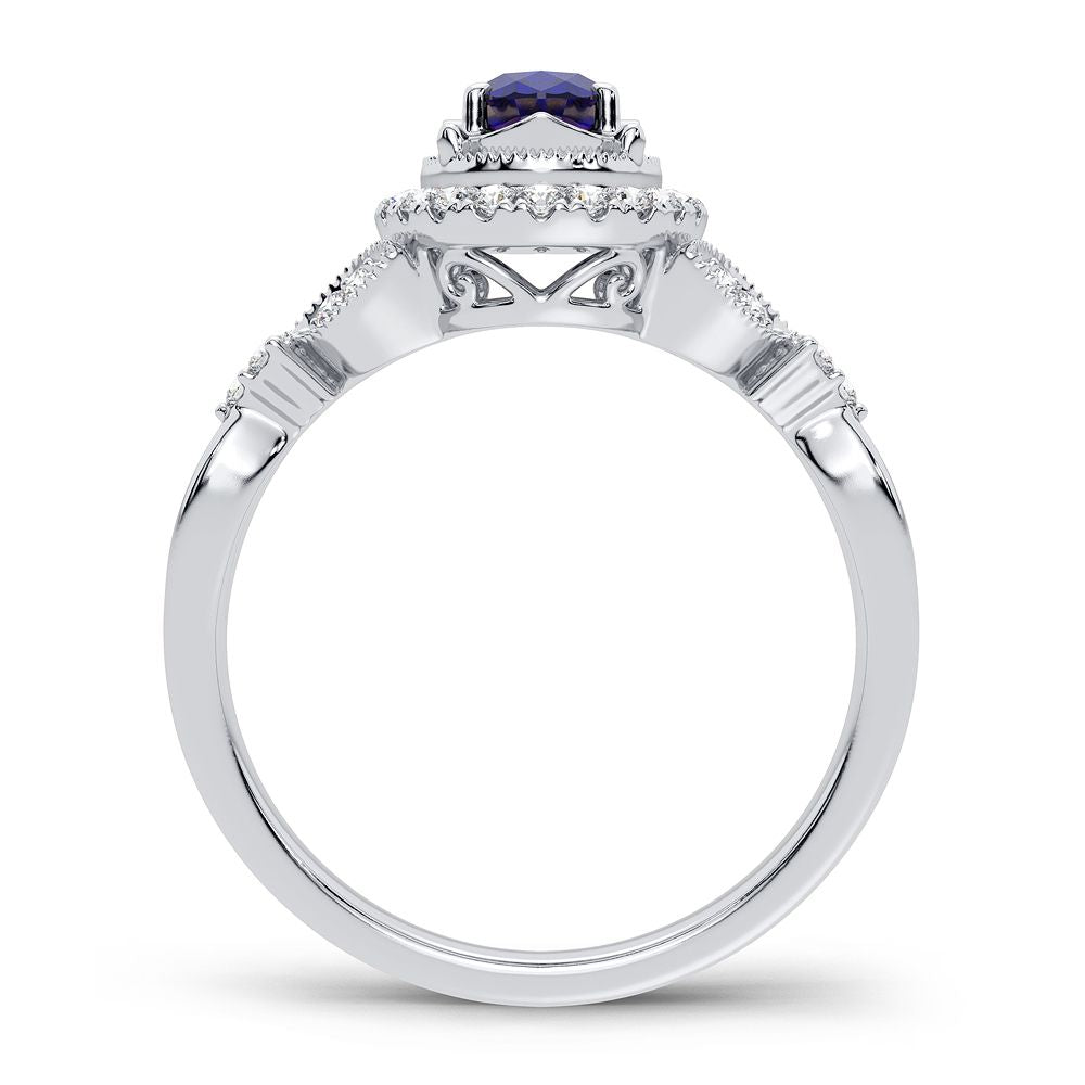 14K 0.20CT Diamond Sapphire Ring