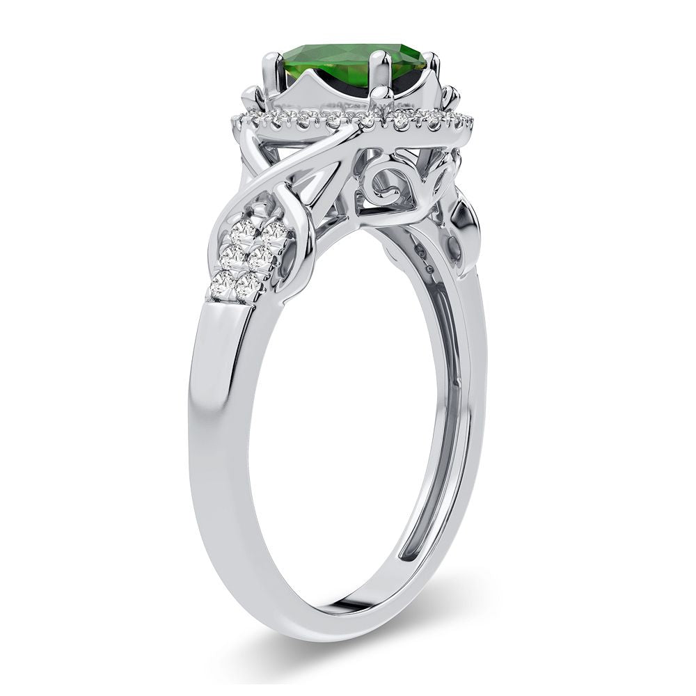 14K 0.16CT Diamond Emerald Ring