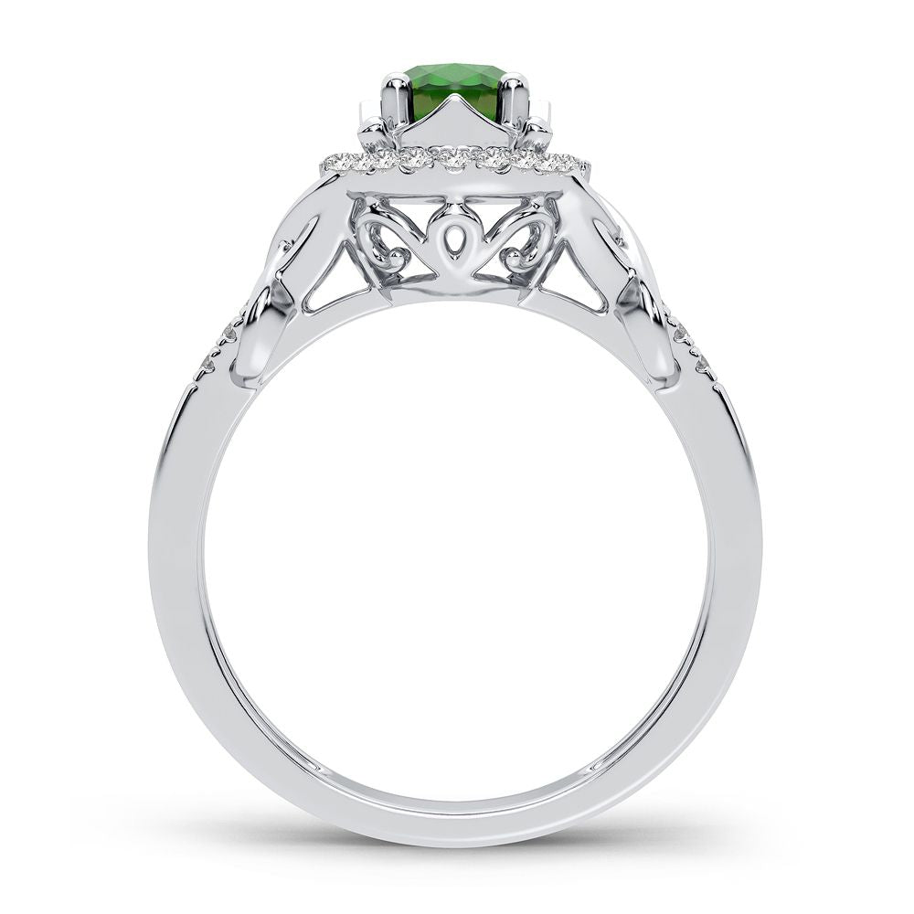14K 0.16CT Diamond Emerald Ring