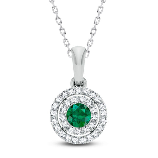 14K 0.14ct Diamond Emerald Pendant