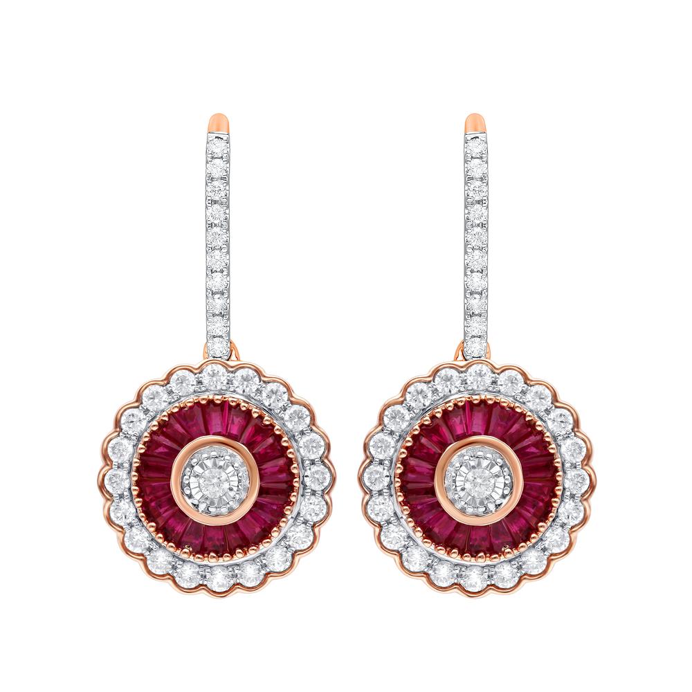 14K 1.00CT Diamond  RUBY Earring