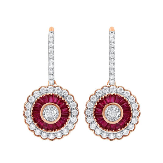 14K 1.00CT Diamond  RUBY Earring