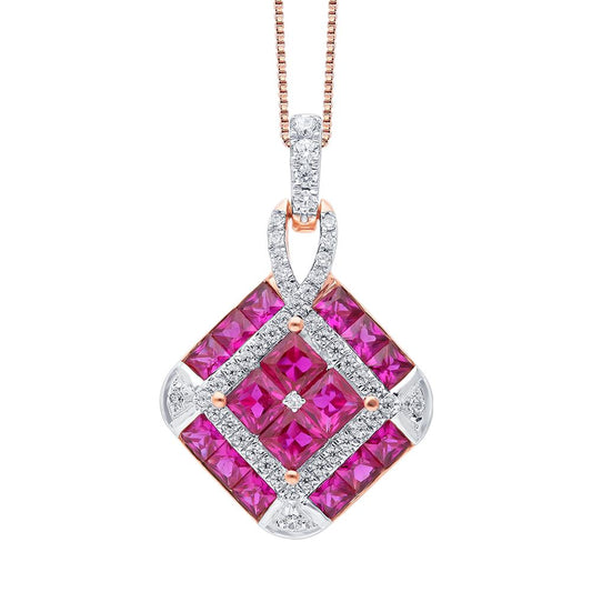 14K 0.22CT Diamond RUBY Pendant