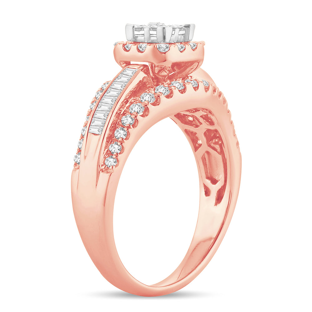 14K  1.00CT Princess Cut Diamond Bridal Ring