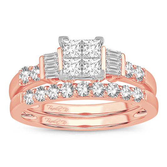 14K  1.00CT Princess Cut Diamond Bridal Ring