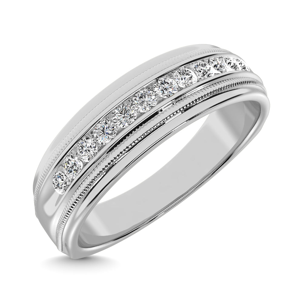 14K White Gold 1/2 Ct.Tw. Diamond Men?s Machine Band
