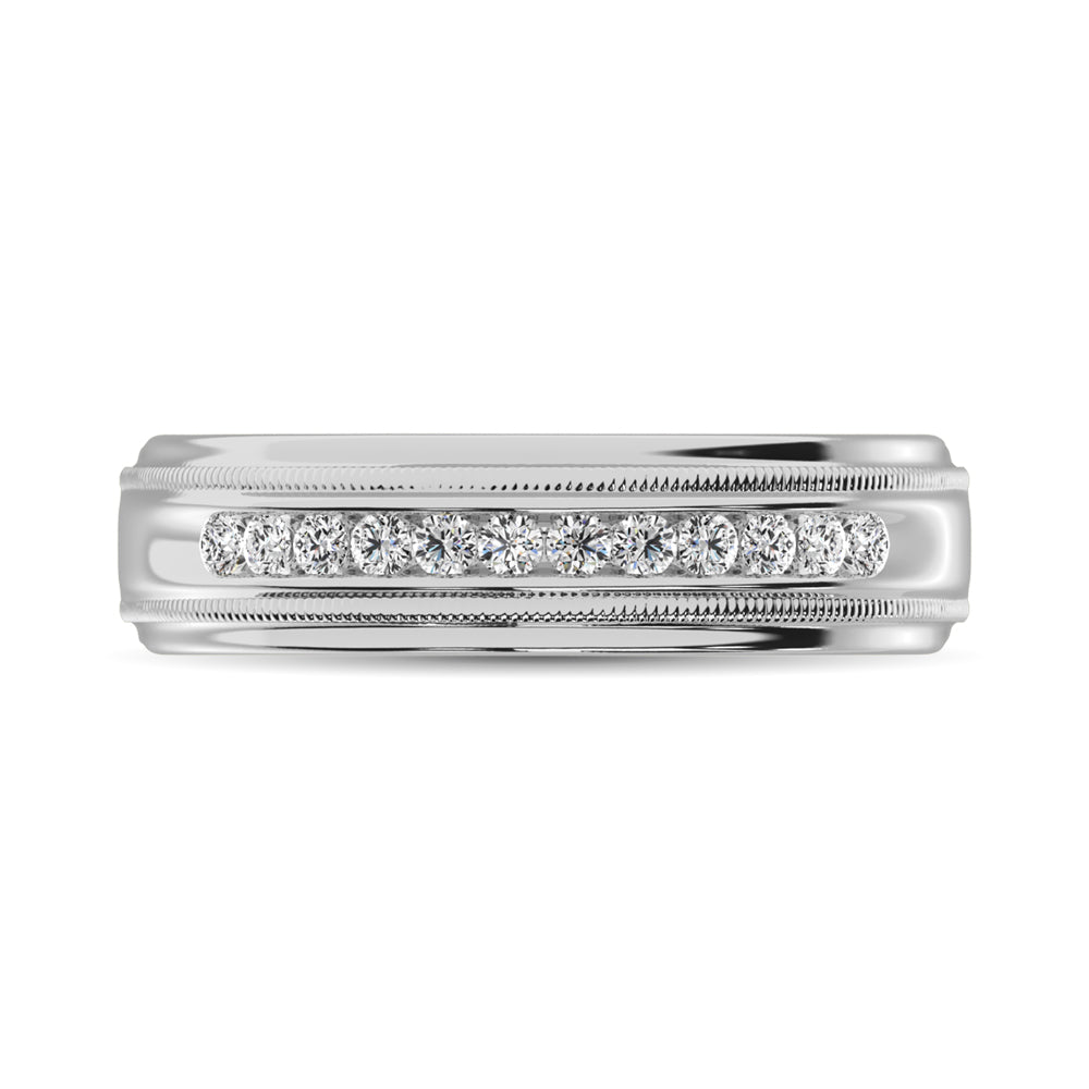 14K White Gold 1/4 Ct.Tw. Diamond Men?s Machine Band