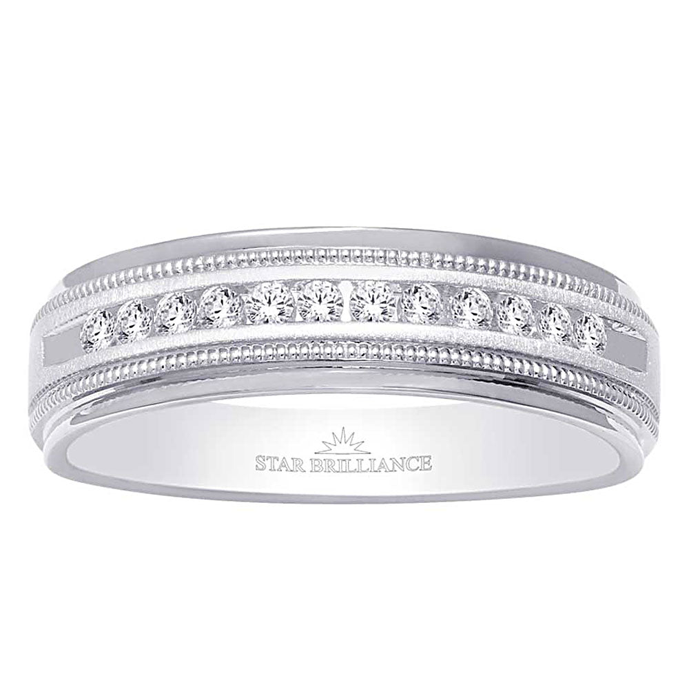14K White Gold 1 Ct.Tw. Diamond Men?s Machine Band