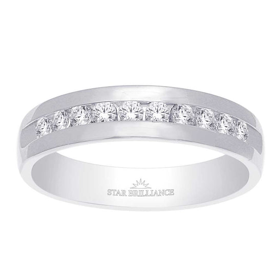 14K White Gold 1 Ct.Tw. Diamond Mens Machine Band