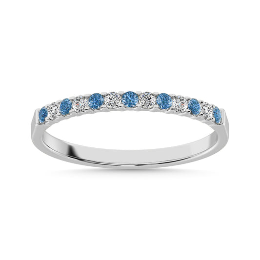 14K White Gold 1/5 Ct.tw White and Blue Diamond Machine Band