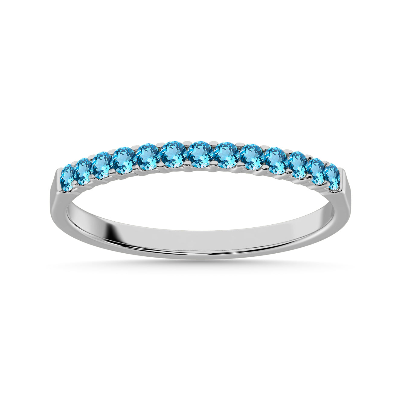 Blue Topaz 1/4 Ct.Tw. Ladies Wedding Band in 10K White Gold