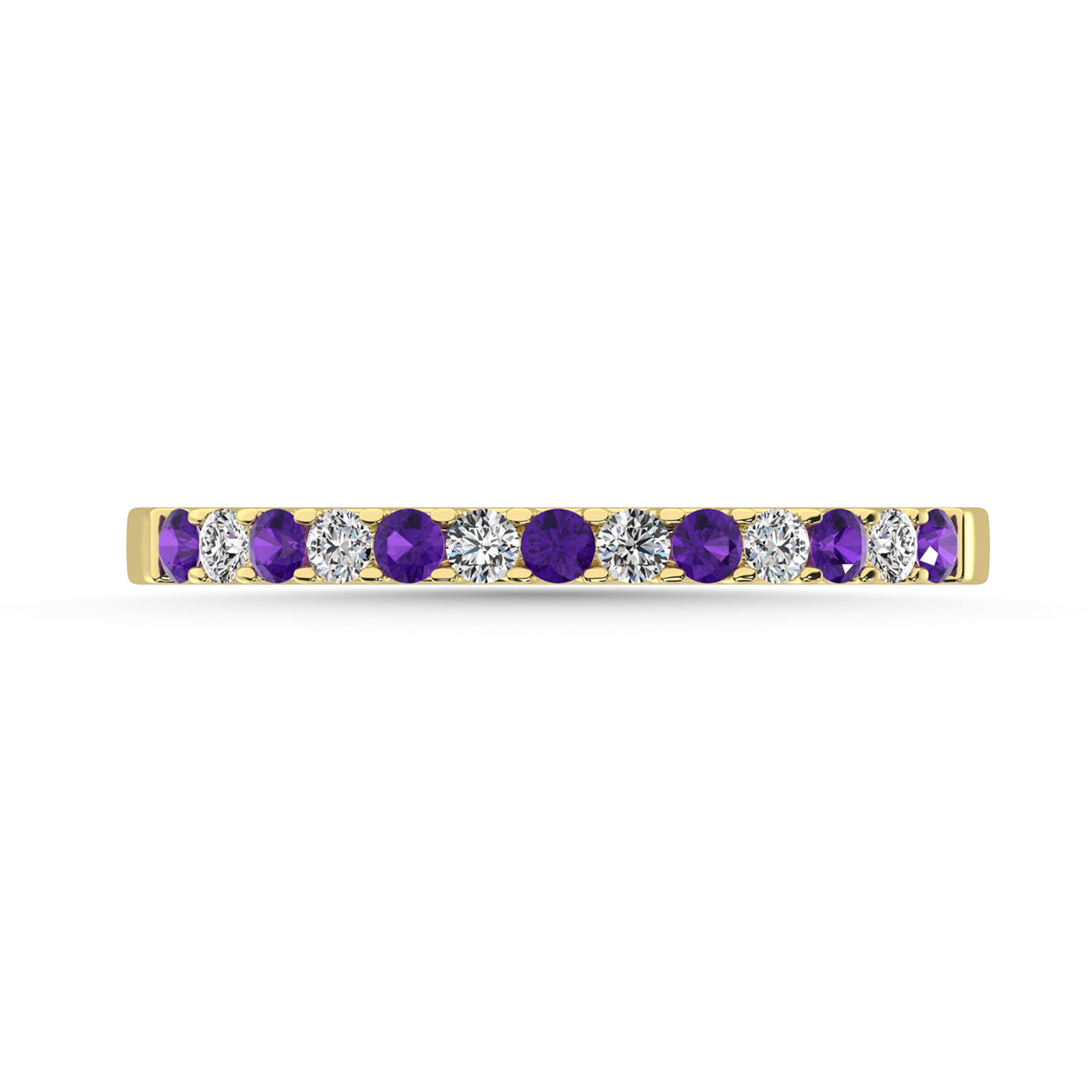 14K Yellow Gold alternate Diamond 1/4 Ct.Tw. And Amethyst Machine Band