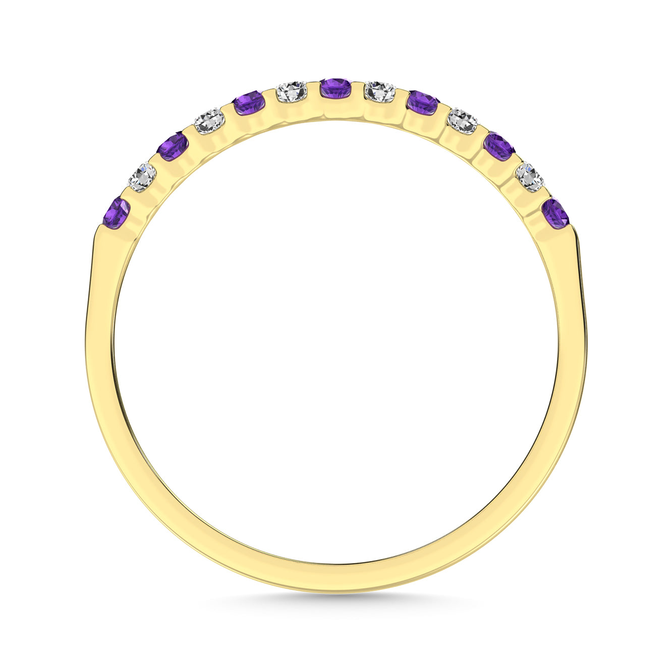 14K Yellow Gold alternate Diamond 1/4 Ct.Tw. And Amethyst Machine Band