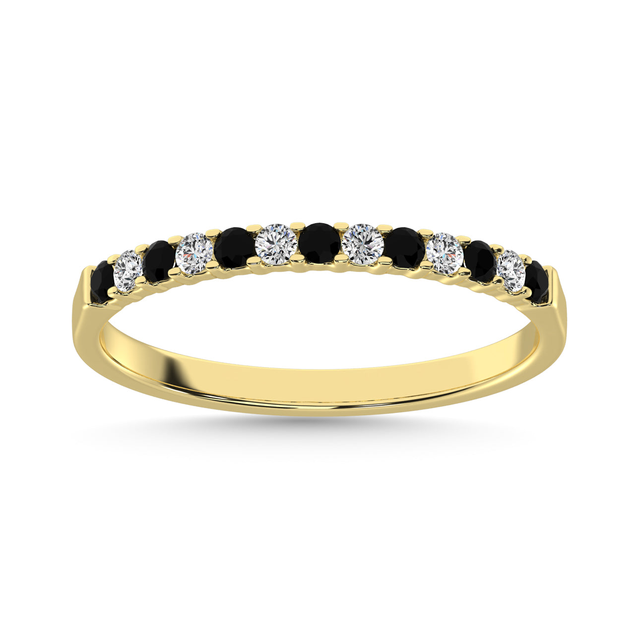 14K White Gold Alternate Treated Black & Diamond 1/5 Ct.Tw. Machine Band
