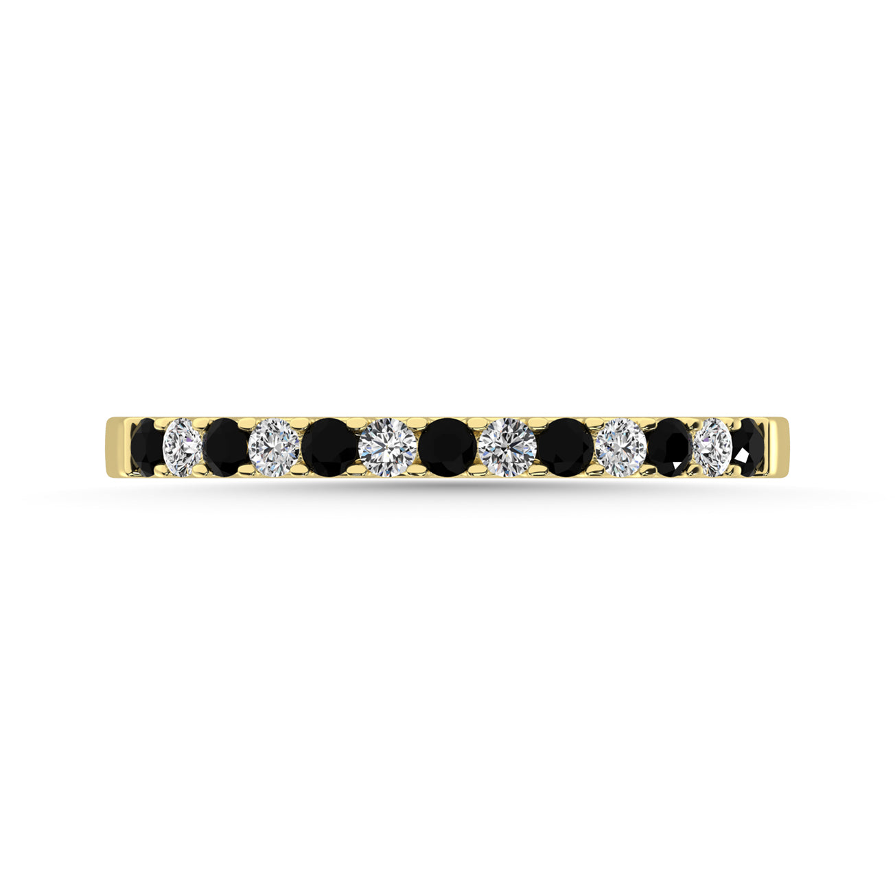 14K White Gold Alternate Treated Black & Diamond 1/5 Ct.Tw. Machine Band