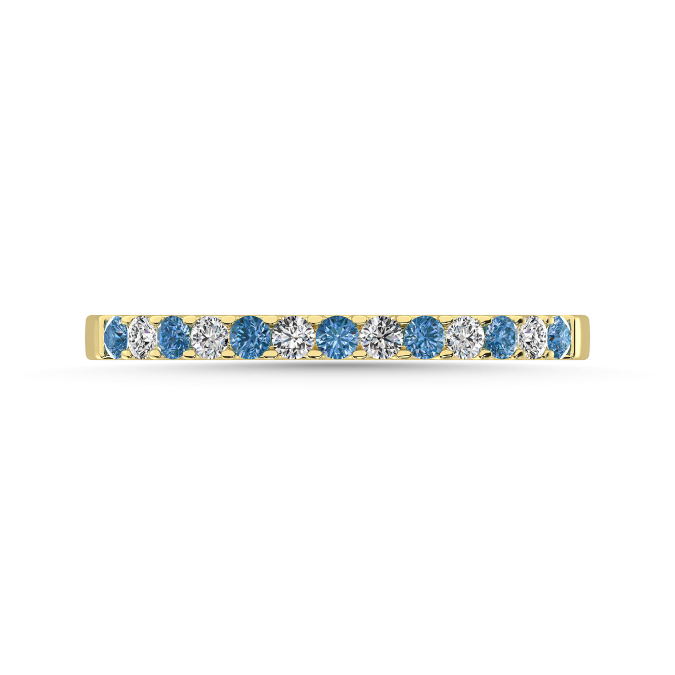 14K White Gold Alternate Treated Blue & Diamond 1/5 Ct.Tw. Machine Band