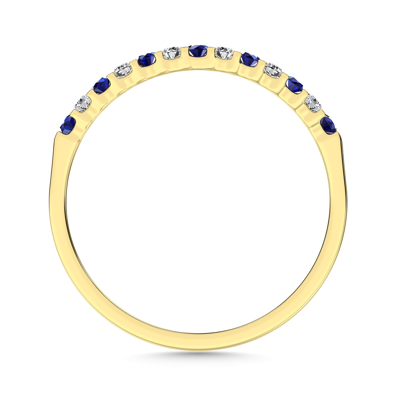 14K White Gold Alternate Blue Sapphire & Diamond 1/5 Ct.Tw. Machine Band