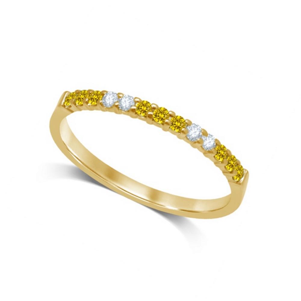 14K Yellow Gold 1/3 Ct.tw Yellow Sapphire & Diamond Machine Band
