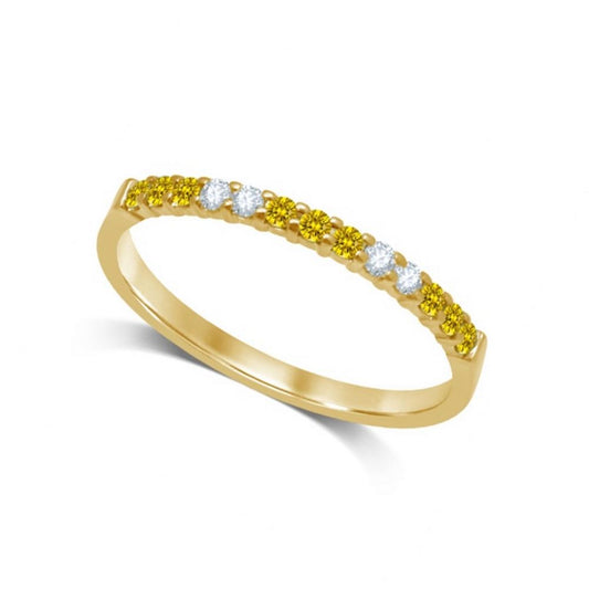 14K Yellow Gold 1/3 Ct.tw Yellow Sapphire & Diamond Machine Band