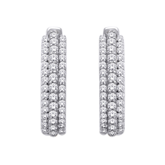 14K White Gold 1/2 Ct.Tw. Diamond Hoop Earrings