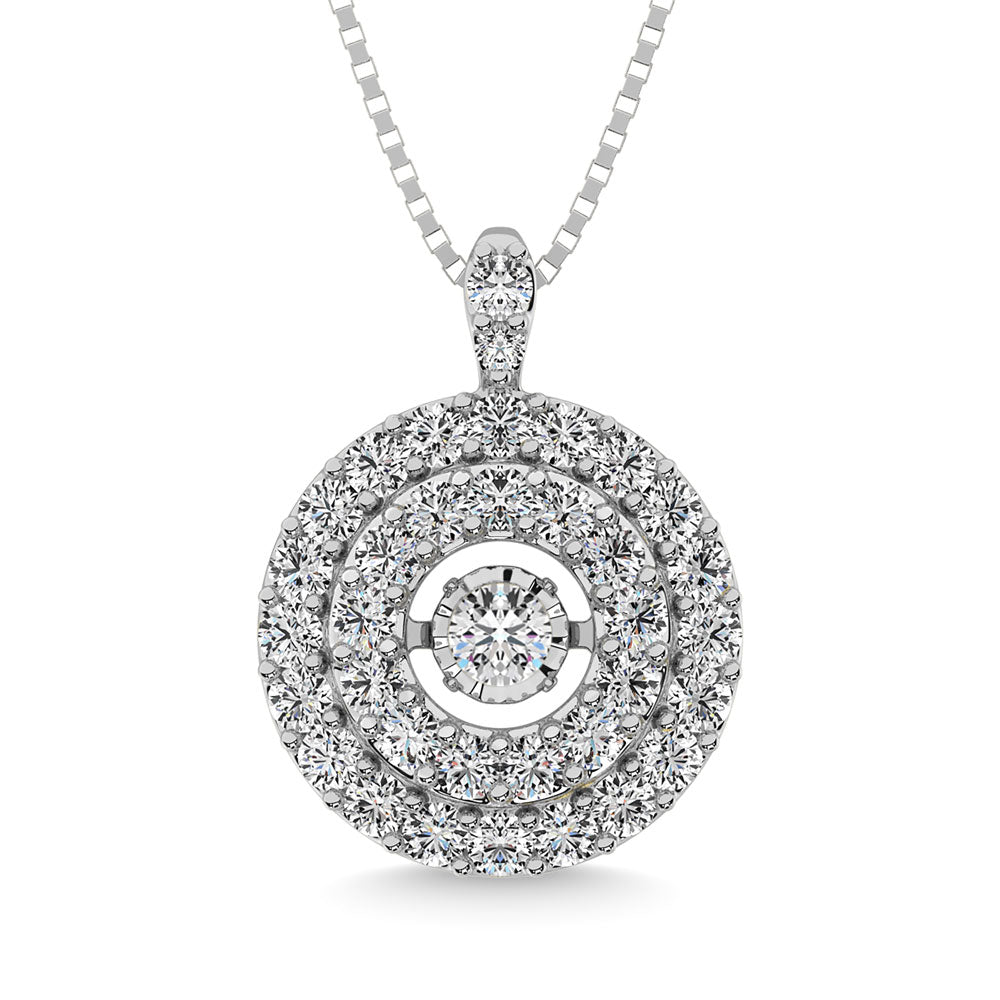 14K White Gold 5/8 Ct.Tw. Moving Diamond Pendant
