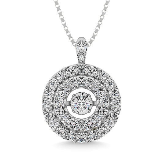14K White Gold 5/8 Ct.Tw. Moving Diamond Pendant