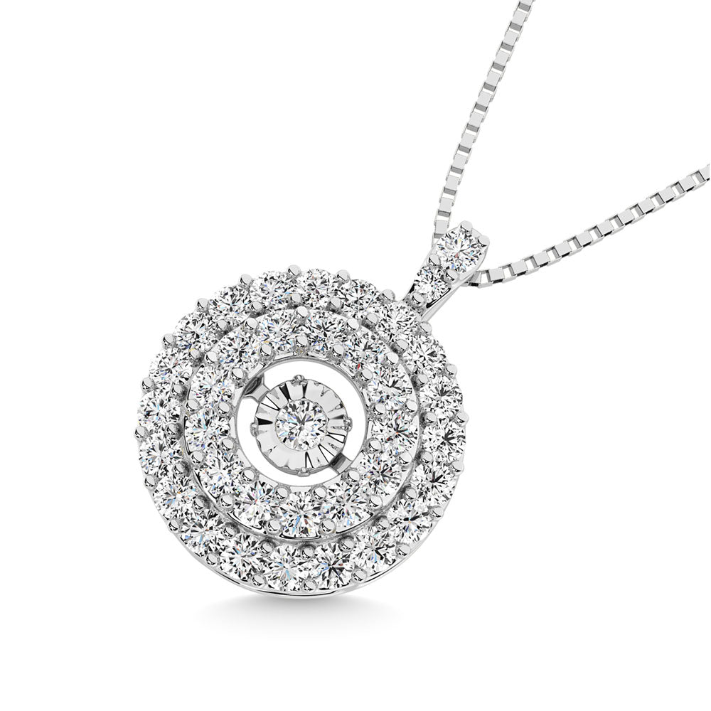 14K White Gold 5/8 Ct.Tw. Moving Diamond Pendant