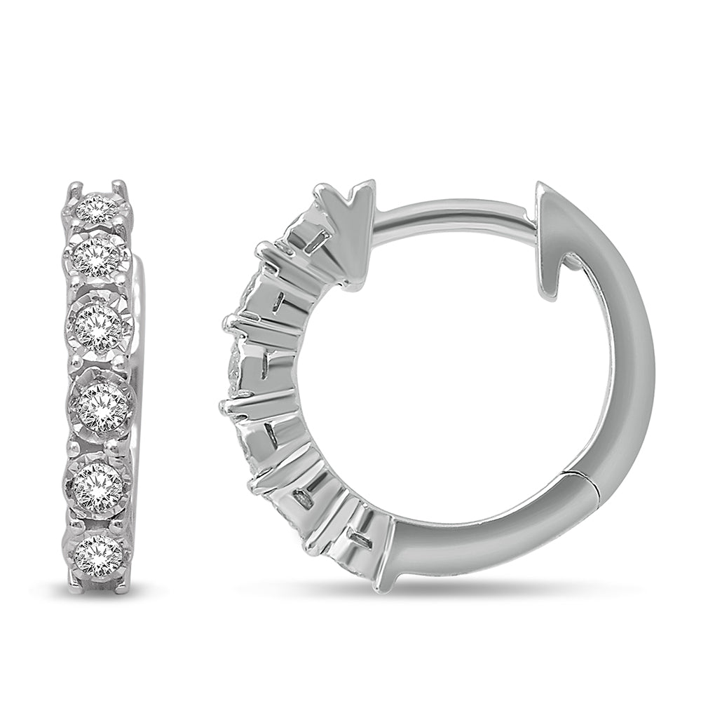 14K White Gold 3/4 Ct.Tw. Diamond Huggie Earrings