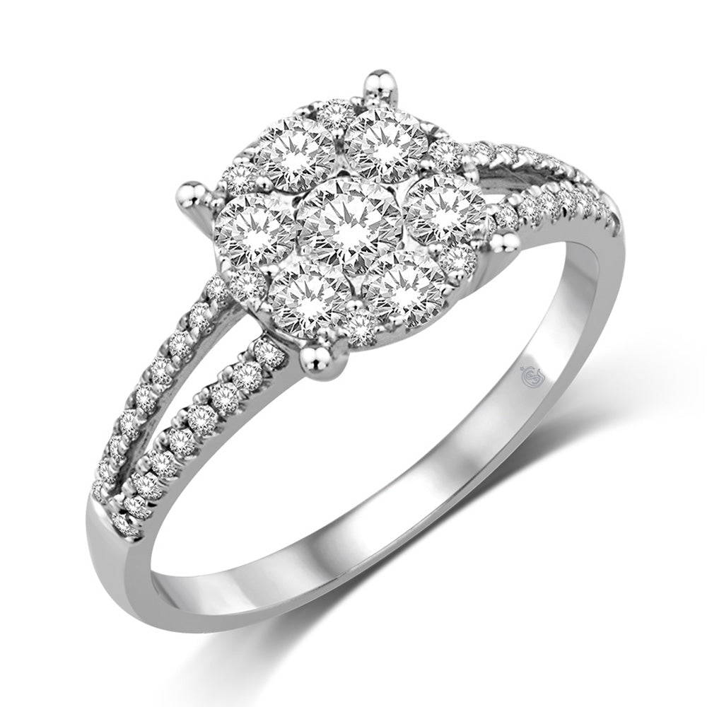 14K White Gold 7/8 Ct.Tw. Diamond Fashion Ring