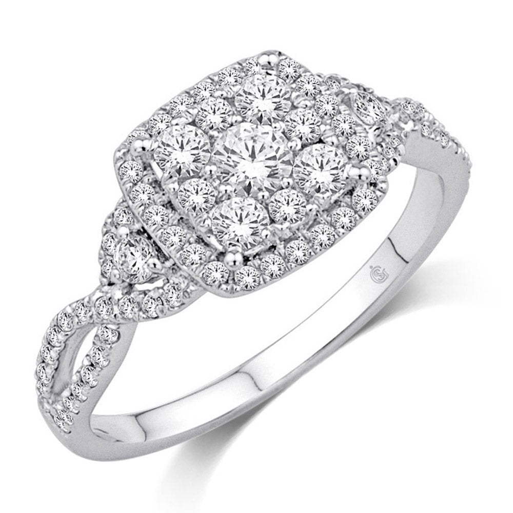 14K White Gold 3/4 Ct.Tw. Diamond Fashion Ring