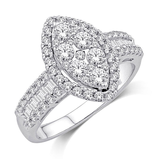 14K White Gold 1 1/10 Ct.Tw. Diamond Engagement Ring