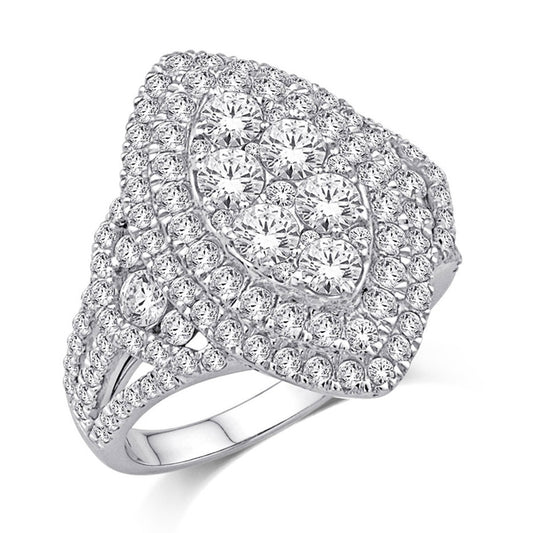 14K White Gold 2 1/2 Ct.Tw. Diamond Fashion Ring
